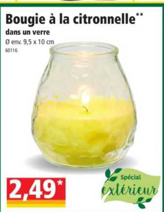 bougie à la citronnelle dans un verre