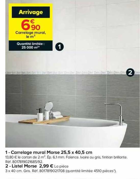 Carrelage Mural Morse 25,5 X 40,5 Cm, Listel Morse