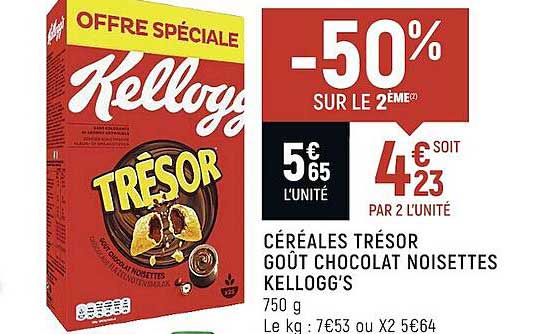 Céréales Trésor Goût Chocolat Noisettes Kellogg's