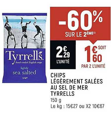 chips légèrement salées au sel de mer tyrrells