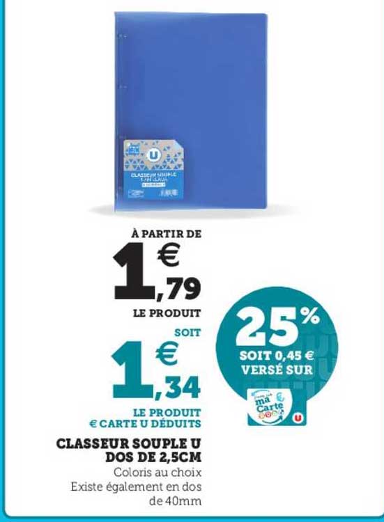 classeur souple u dos de 2,5cm
