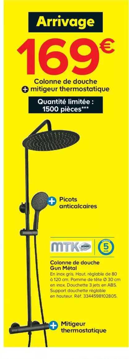colonne de douche gun métal