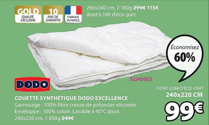 couettes synthétiques dodo excellence