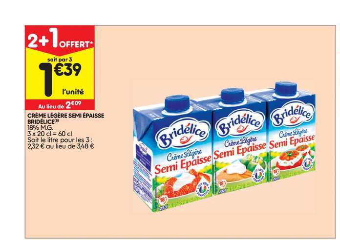 crème légère semi épaisse bridélice