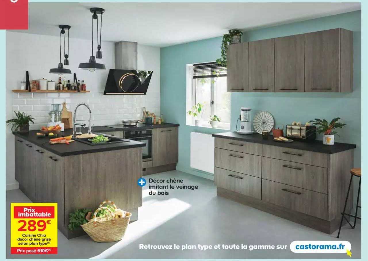 cuisine chia décor chêne grisé selon plan type