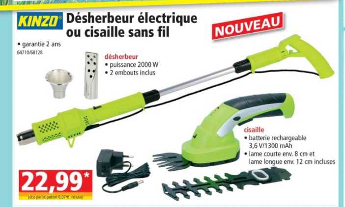 désherbeur électrique ou cisaille sans fil kinzo