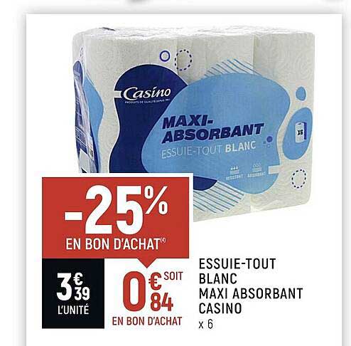 essuie-tout blanc maxi absorbant casin o