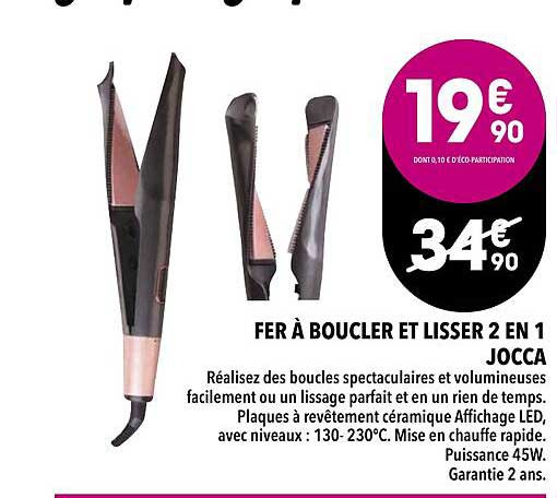 fer à boucler et lisser 2 en 1 jocca