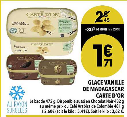 Glace Vanille De Madagascar Carte D'or -30% De Remise Immédiate