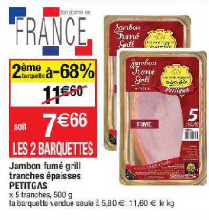 jambon fumé grill tranchés épaisses petitgas