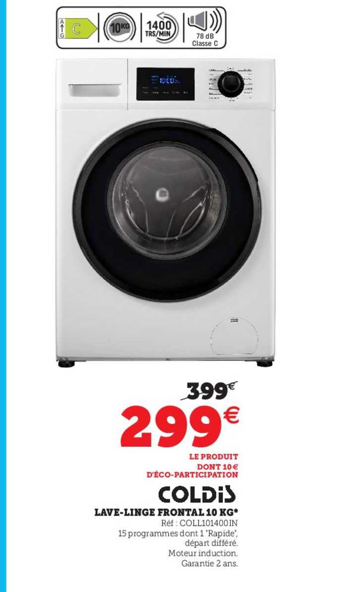lave-linge frontal 10 kg coldis