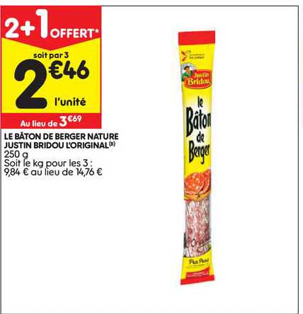 le bâton de berger nature justin bridou l'original