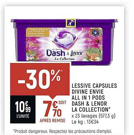 lessive capsules divine envie all in 1 pods dash &lenor la collection