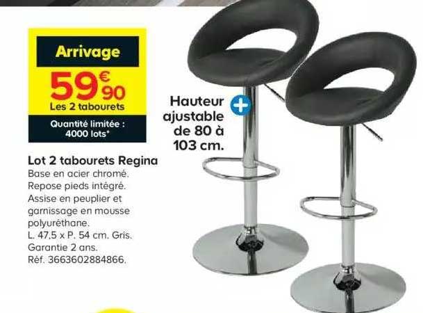 Lot 2 Tabourets Regina