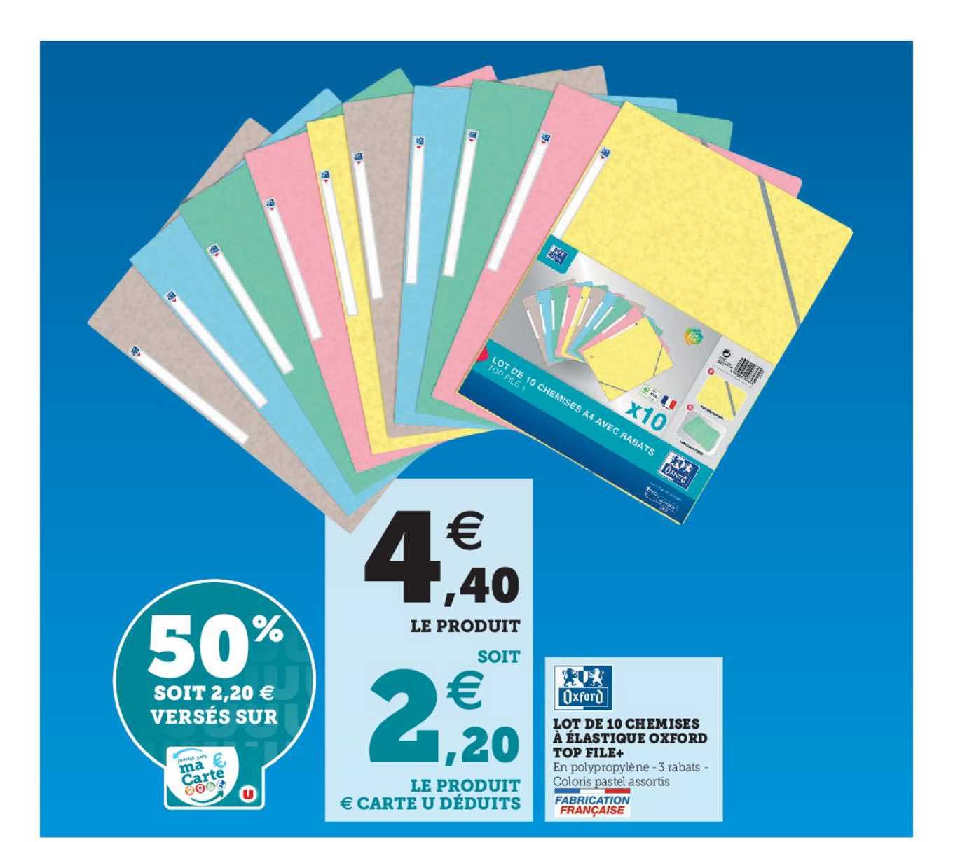 lot de 10 chemises à élastique oxford top file+