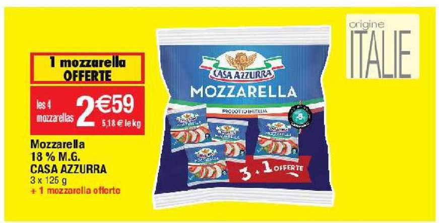 mozzarella 18% m.g. casa azzurra