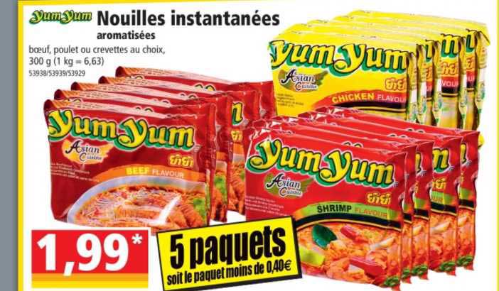 nouilles instantanées aromatisées yum yum