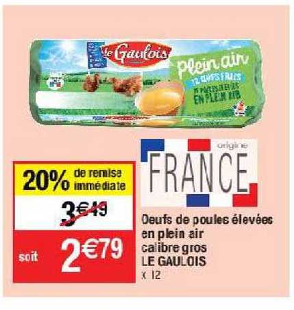 oeufs de poules élevées en plein air calibre gros le gaulois