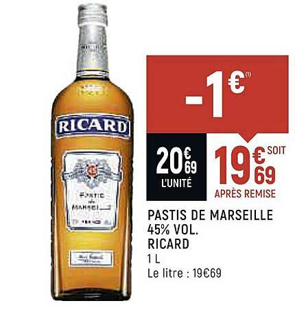 Pastis De Marseille 45% Vol. Ricard