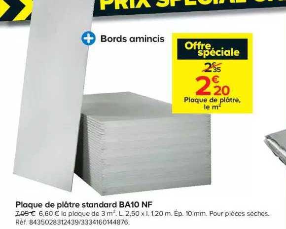 plaque de plâtre standard ba10 nf