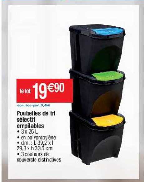poubelles de tri sélectif empilables