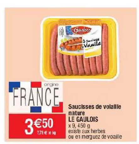 Saucisses De Volaille Nature Le Gaulois