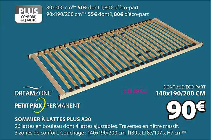 sommier à lattes plus a30 dreamzone