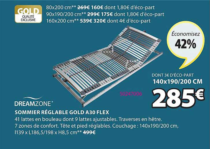sommier réglable gold a30 flex dreamzone