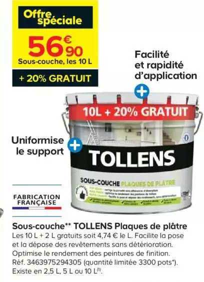 sous-couche tollens plaques de plâtre