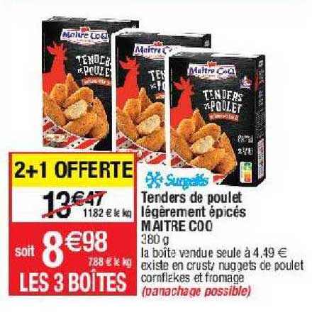 tenders de poulet légèrement épicés maître coq