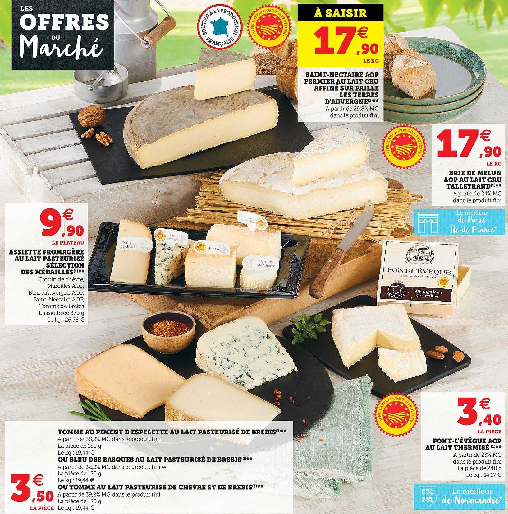 assiette fromagère au lait pasteurisé sélection des médaillés, tomme au piment d'espelette au lait pasteurisé de brebis ou bleu des basques au lait pasteurisé de brebis ou tomme au lait pasteurisé