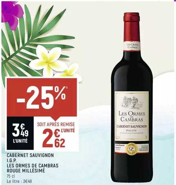 cabernet sauvignon i.g.p. les ormes de cambras rouge millésimé