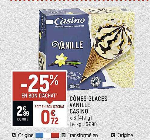 Cônes Glacés Vanille Casino