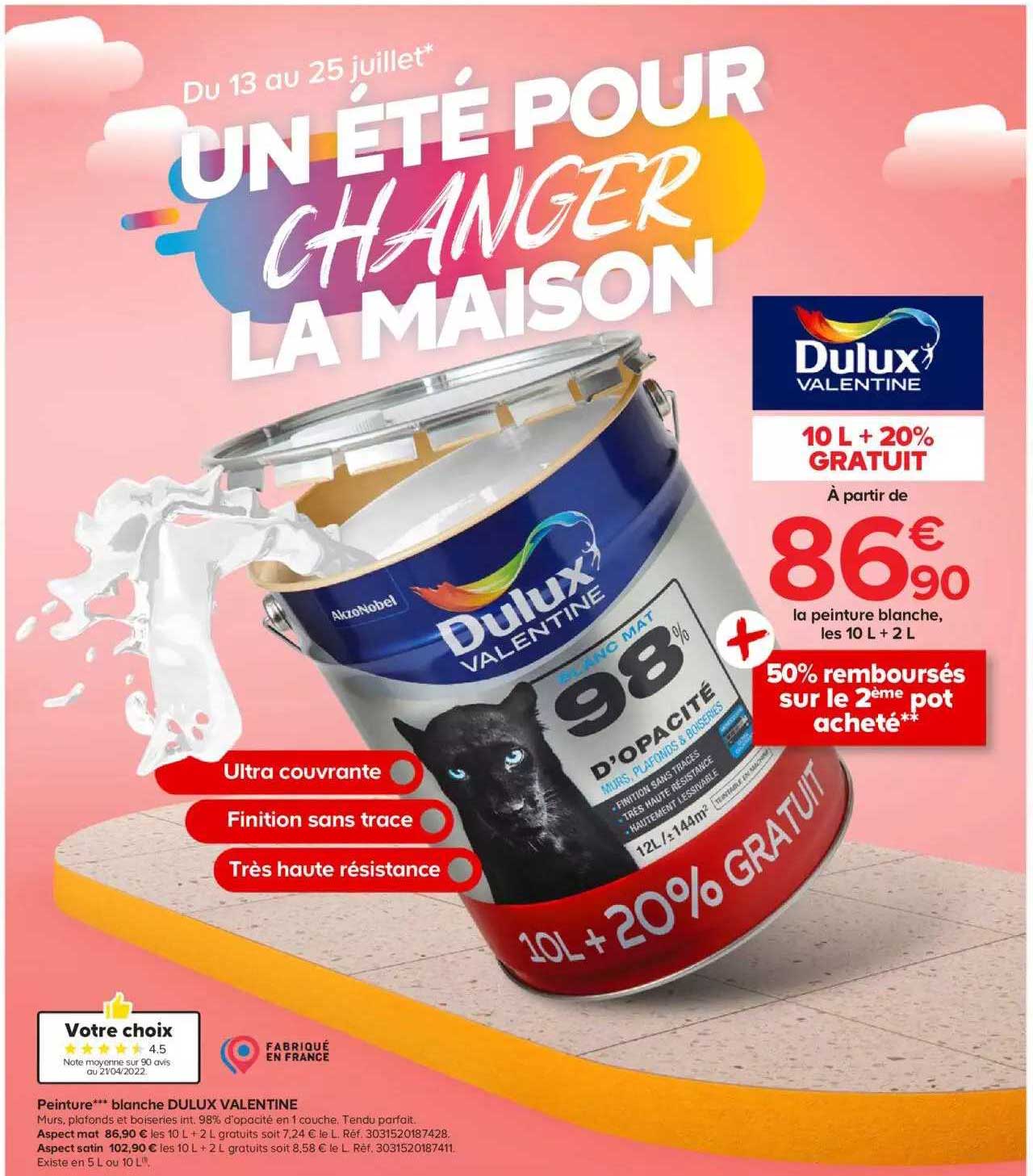 Peinture Blanche Dulux Valentine