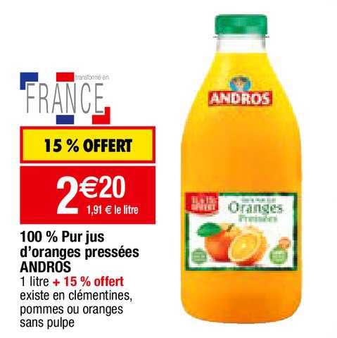100% pur jus d'oranges pressées andros