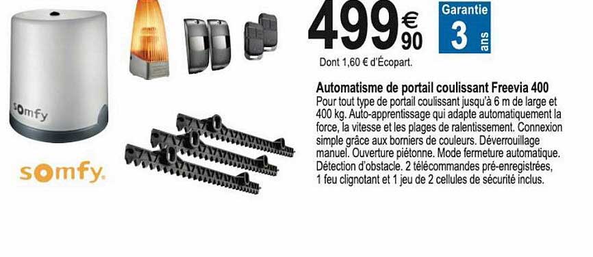 automatisme de portail coulissant freevia 4000 somfy