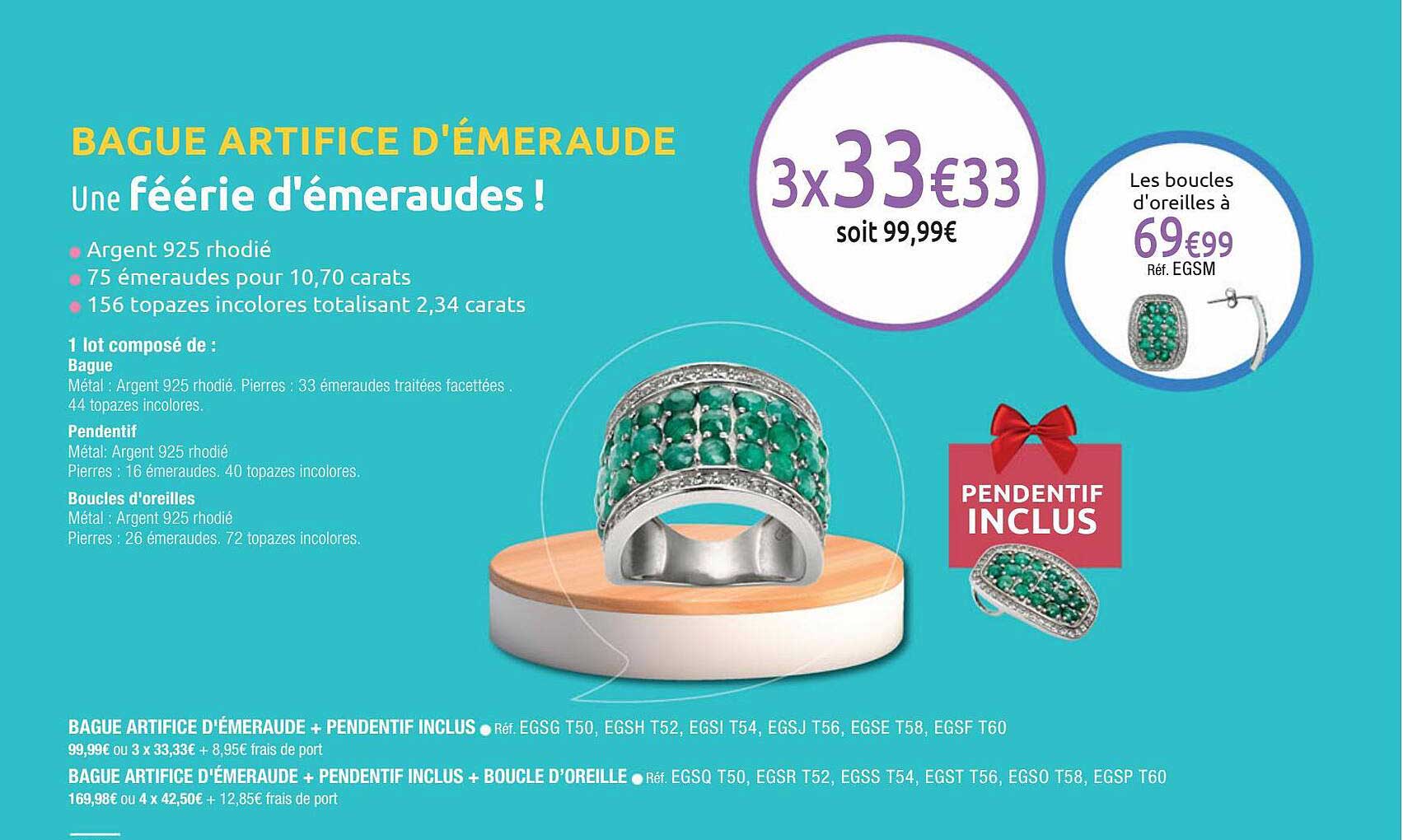 bague artifice d'émeraude
