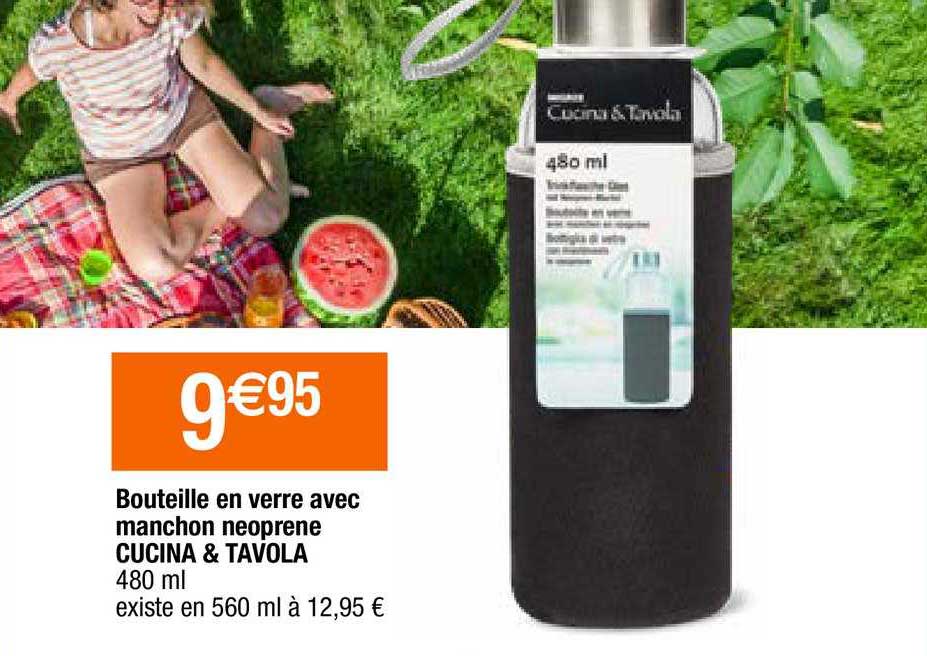 Bouteille En Verre Aver Manchon Neoprene Cucina & Tavola