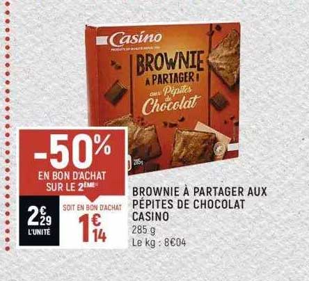brownie à partager aux pépites de chocolat casino
