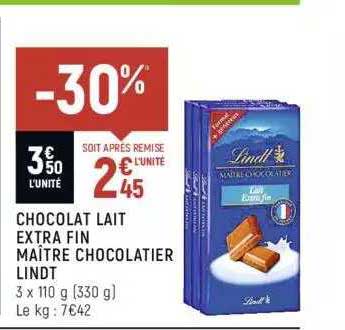chocolat lait extra fin maître chocolatier lindt