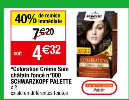 coloration crème soin châtain foncé n°800 schwarzkopf palette