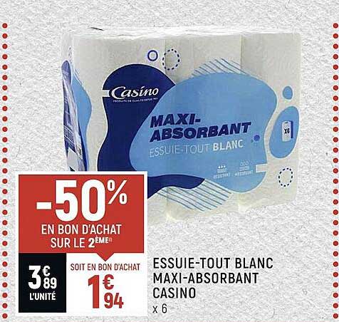 essuie-tout blanc maxi-absorbant casino