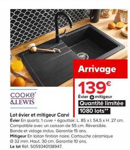 évier mitigeur carvi cooke & lewis