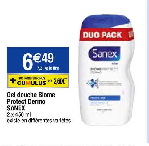 gel douche biome protect dermo sanex
