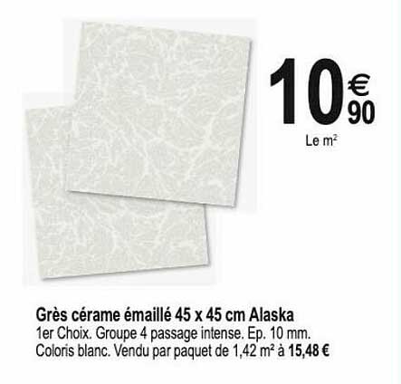 grès cérame émaillé 45 x 45 cm alaska