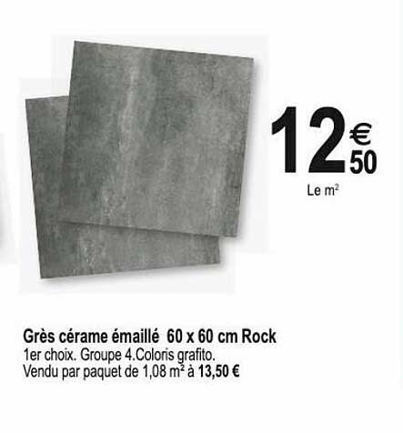 grès cérame émaillé 60 x 60 cm rock