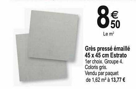 grès pressé émaillé 45 x 45 cm estrato