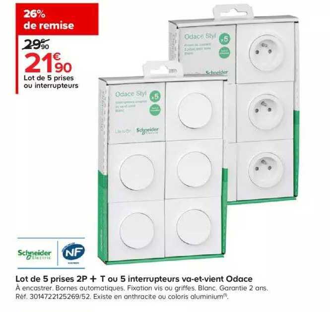 Lot De 5 Prises Ou Interrupteurs Schneider