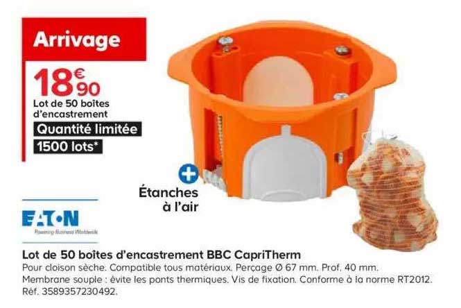 lot de 50 boîtes d'encastrement e-t-n