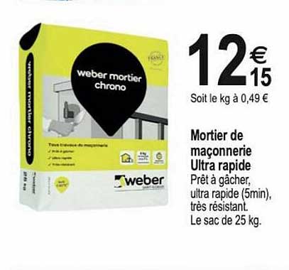 Mortier De Maçonnerie Ultra Rapide Weber